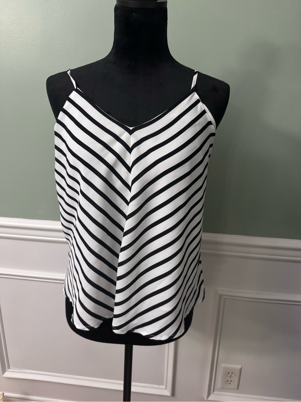 Women's Black & White Striped Spaghetti Tank Top
